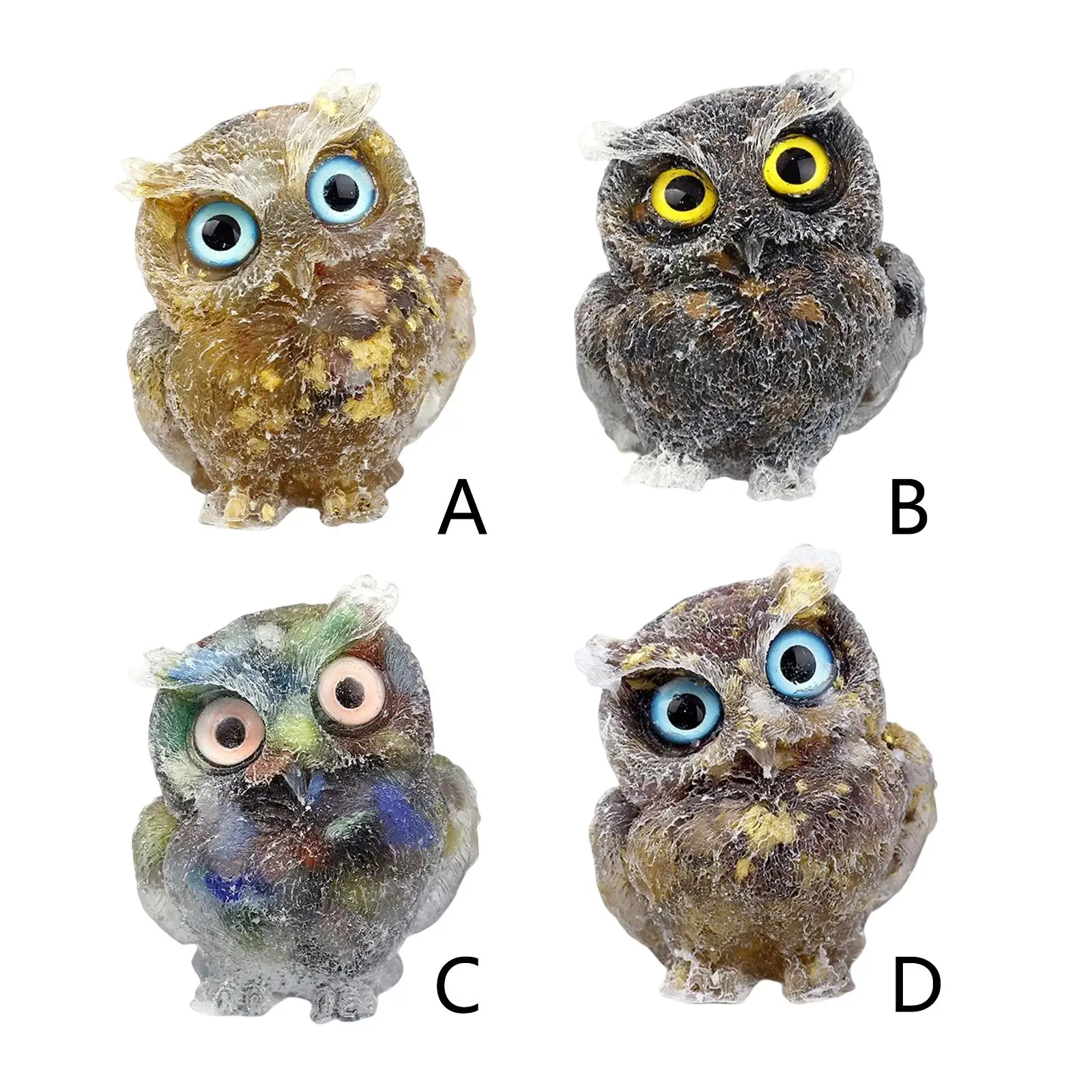 천연 크리스탈 스톤 자갈 올빼미 크리스탈 올빼미 동물 조각 장식, 수집 가능한 현대 공예품, 책상 아트워크 피규어