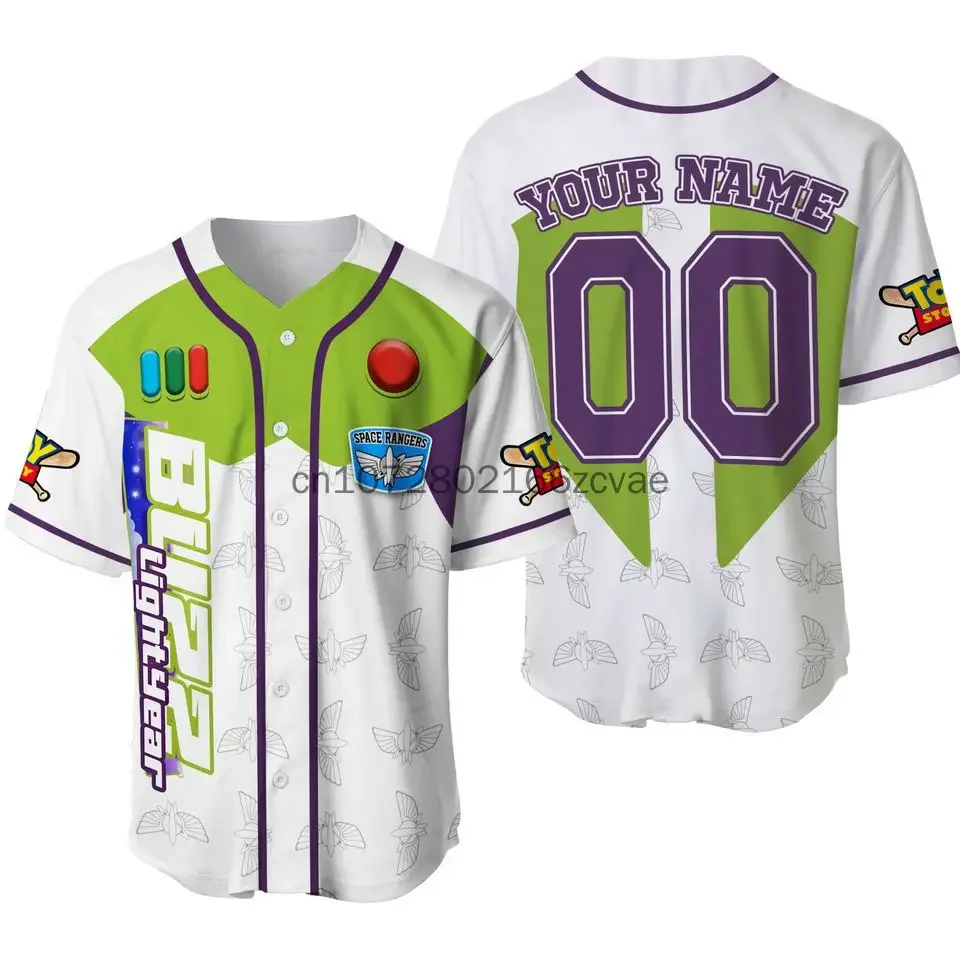 

2024 New Buzz Lightyear Baseball Jersey Streetwear Fashion Summer Custom Name Men's And Women's Short Sleeved Baseball Shirt