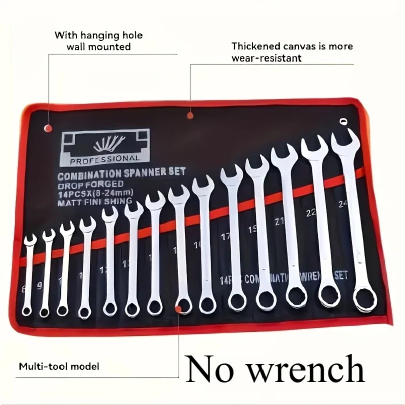 

14-Pocket Tool Organizer Roll. Durable Wrench Storage Bag with Portable Handle. Perfect for Garage & Workshop Organization.