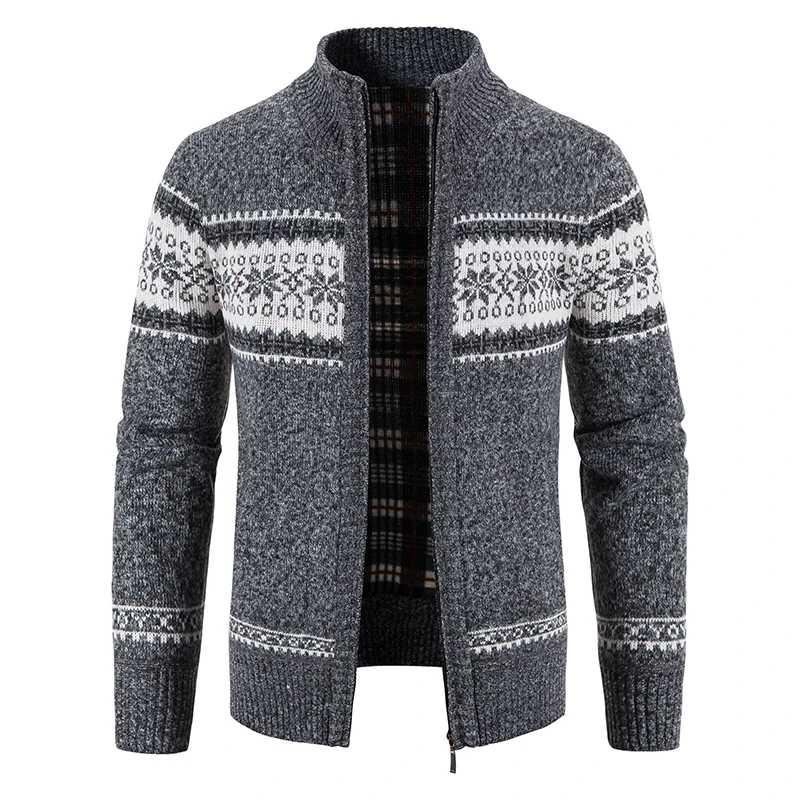 

Men's Knit Cardigan Christmas Fleece Sweater Coat Fashion Male Casual Jacket High Quality Wool Cashmere Men Clothing