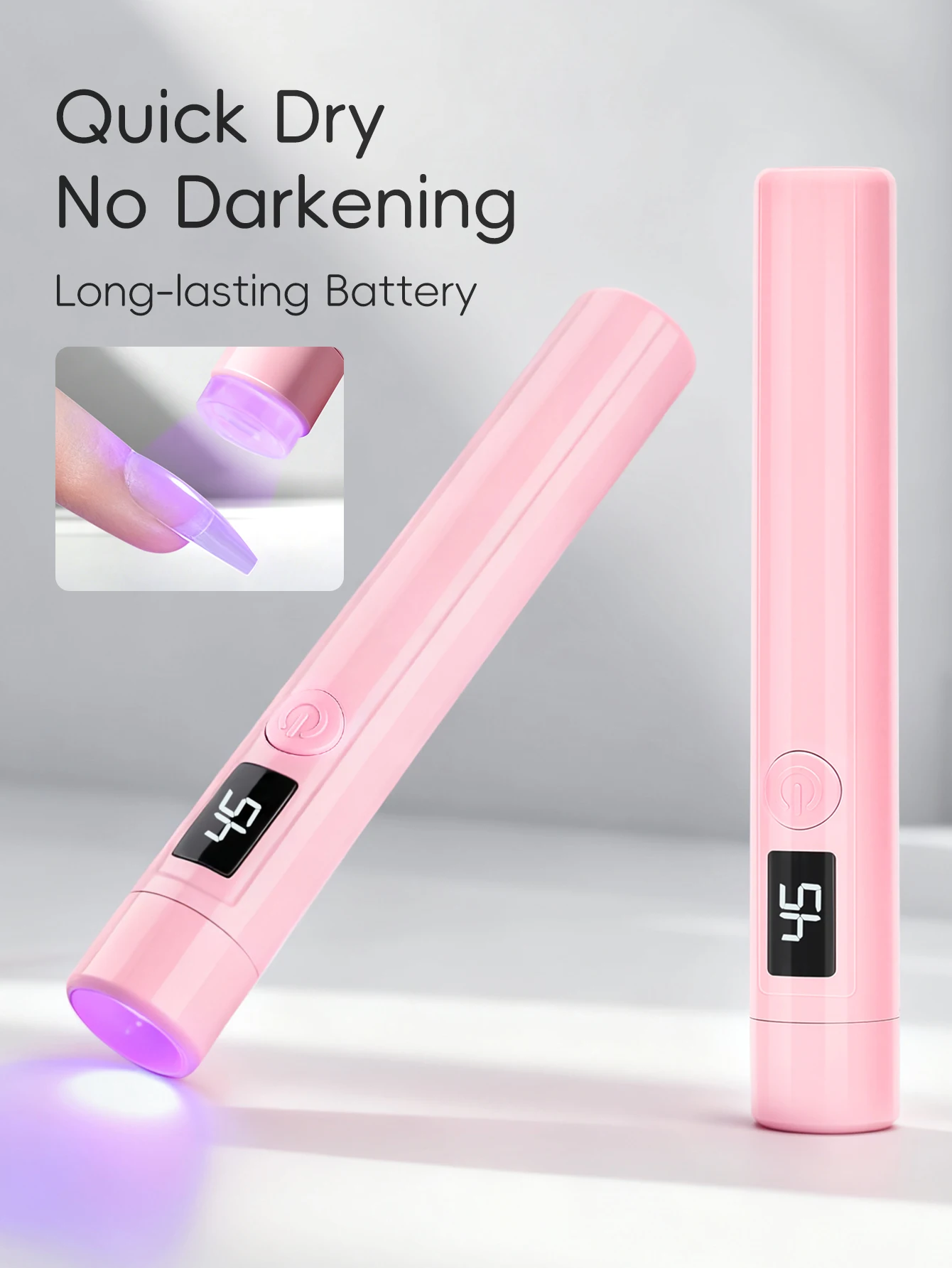 1Pc Pink On-Screen Display Handheld Nail Art UV Lamp For Gel Nails, Mini Nail Light, Portable LED Nail Lamp, USB Nail Dryer