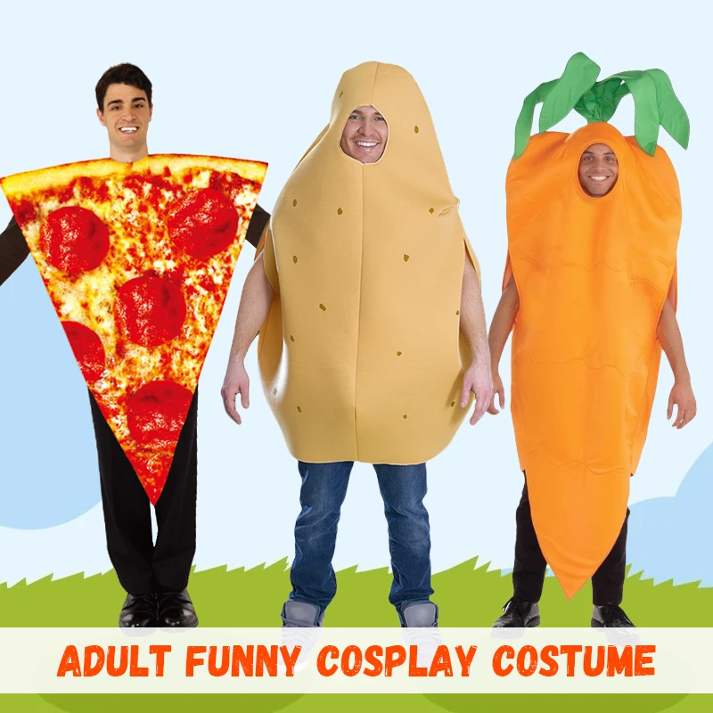 

Adult Carrot Cosplay Costumes Fruit and Vegetable Collection Funny Food Potato Outfits Orange Jumpsuit for Men and Women