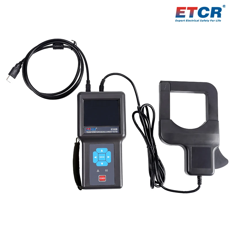 ETCR8100B Power Transformer Core Earth Leakage Current Tester Large Diameter Clamp Ammeter Grounding Parameter Meter AC 1000A