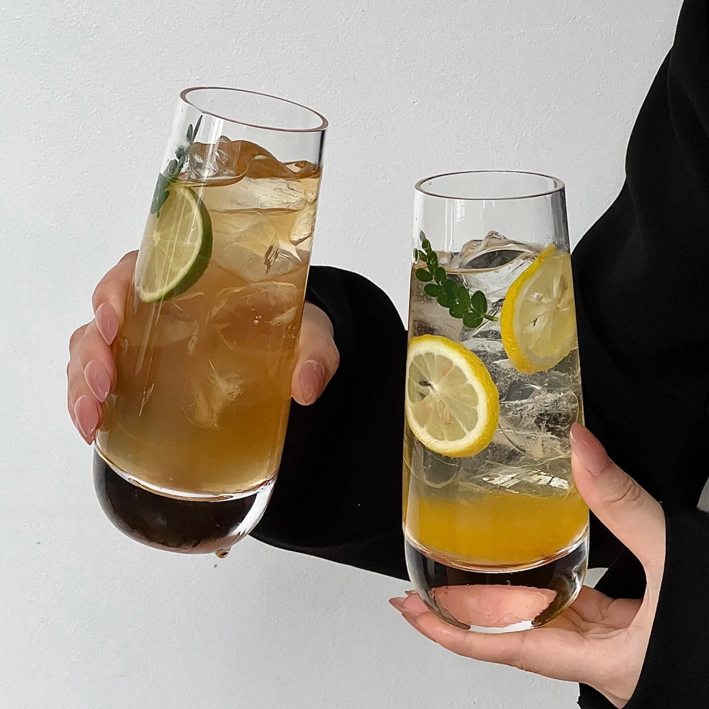 

mat Champagne Glass Simple Transparent Glass Cup for Home Use Cotail Glass Ice American Water Cup round ape Glass Cup
