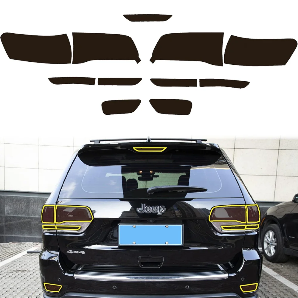 Fit for 2014-2021 Jeep Grand Cherokee Tinted Light Covers Taillight Third Brake Rear Bumber Reflector Light Overlay Tint Covers