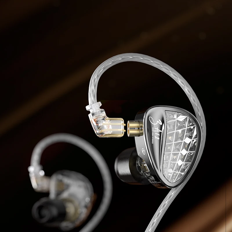 KZ ZA12 in Ear Monitor 2DD 4BA Hybrid Wired Earbuds Gaming IEM Earphones Silver Plated Detachable 2 Pin Cable Matte Black HiFi Headphones for Audiophile Music Enthusiasts