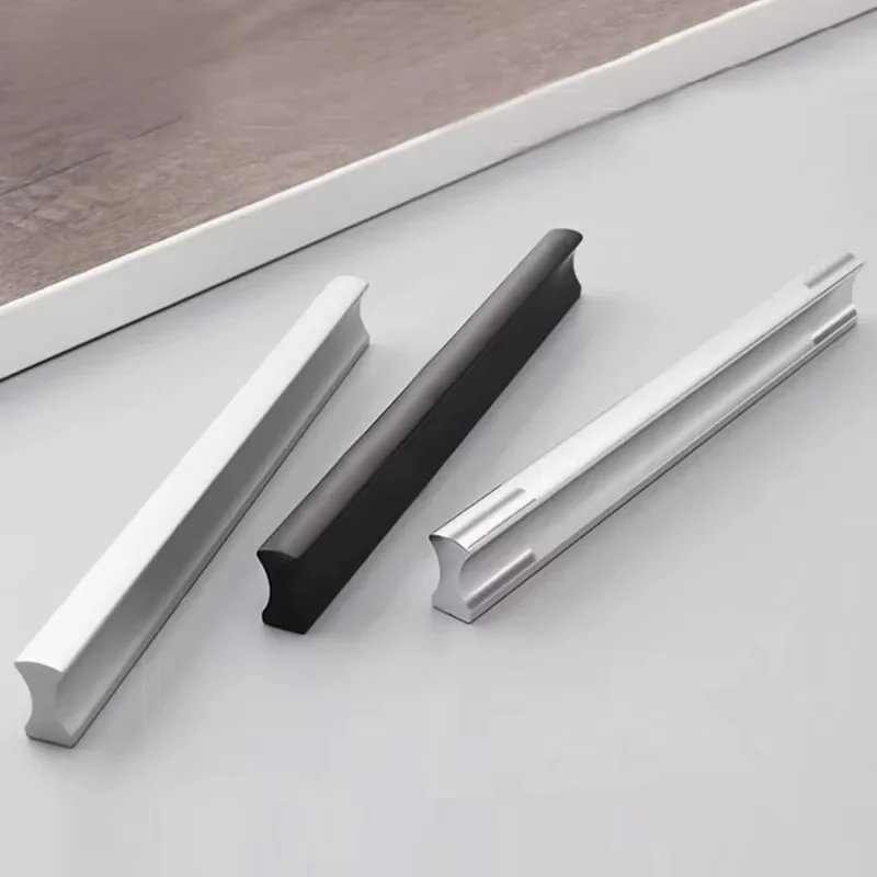 YM Kitchen Cabinet Handles and Pulls Black Silver Dressers Closet Furniture Door Handles Aluminum Drawer and Knobs Hardwares