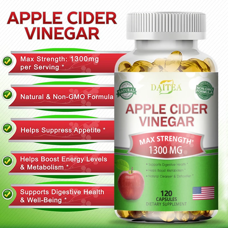 

Apple Extract Supplement - Helps with weight loss, energy levels, fat burning, supports digestive health and immunity