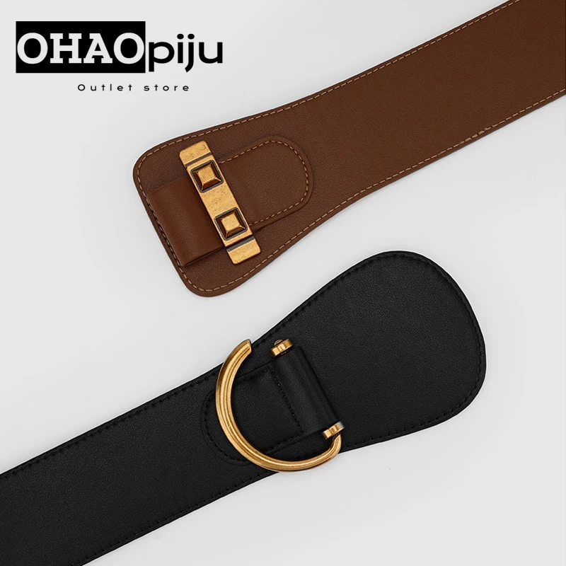 2024 New Luxury Ladies Wde Belt Elastic Vintage Buckle Leather Wide Fashion  Belt Fee Shipping Women\'s Belt Waist seal Belts