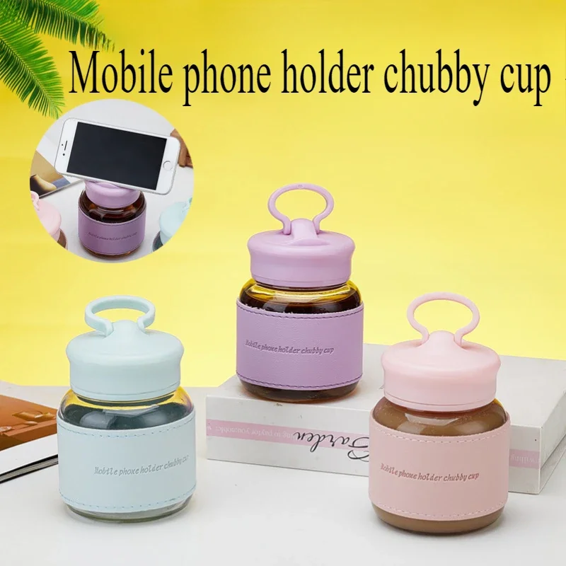 300ml Mobile Phone Holder Chubby Cup Mini Portable Reusable Water Cup Anti Scald Design Sealed Without Leakage Water Cup