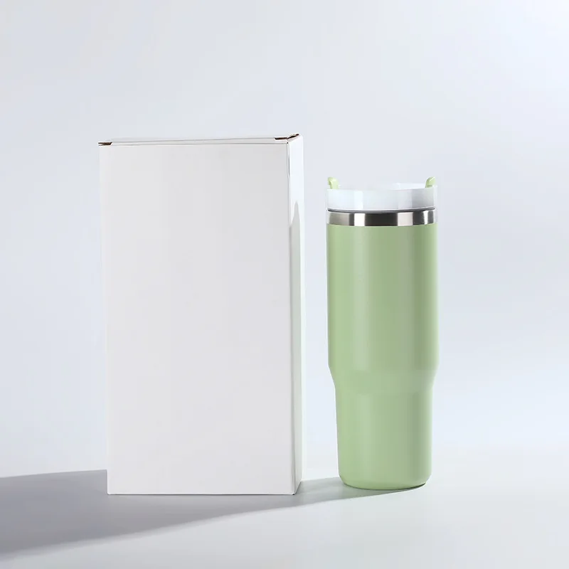 New car cup stainless steel vacuum thermos cup, household straw cup creative solid color Bingba cup 900ml