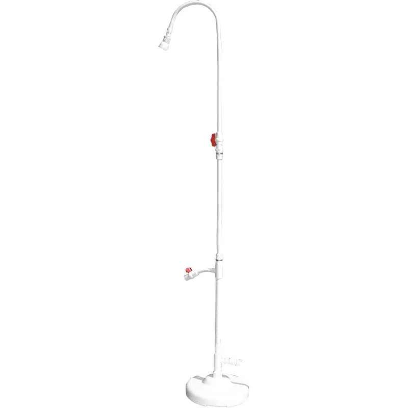 

HYDROTOOLS Tube Style 7 Foot Poolside Shower, Adjustable Head & Foot Tap Spigot With Valve Controls, Standard Garden Hose