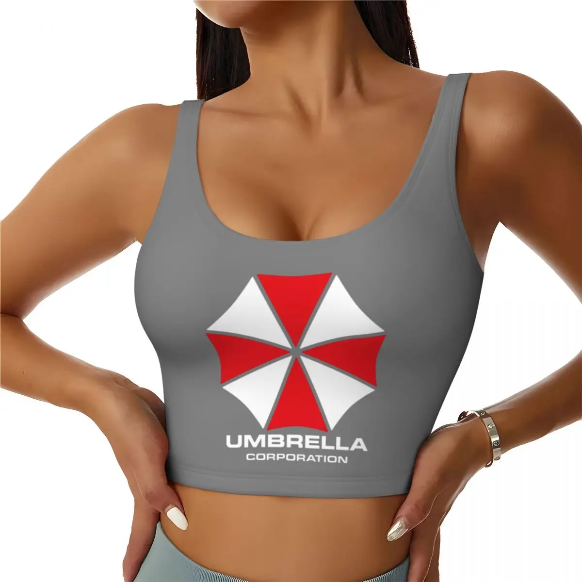 Custom High Impact Umbrella Corporation Sports Bra Women Video Game Gym Workout Yoga Crop Top