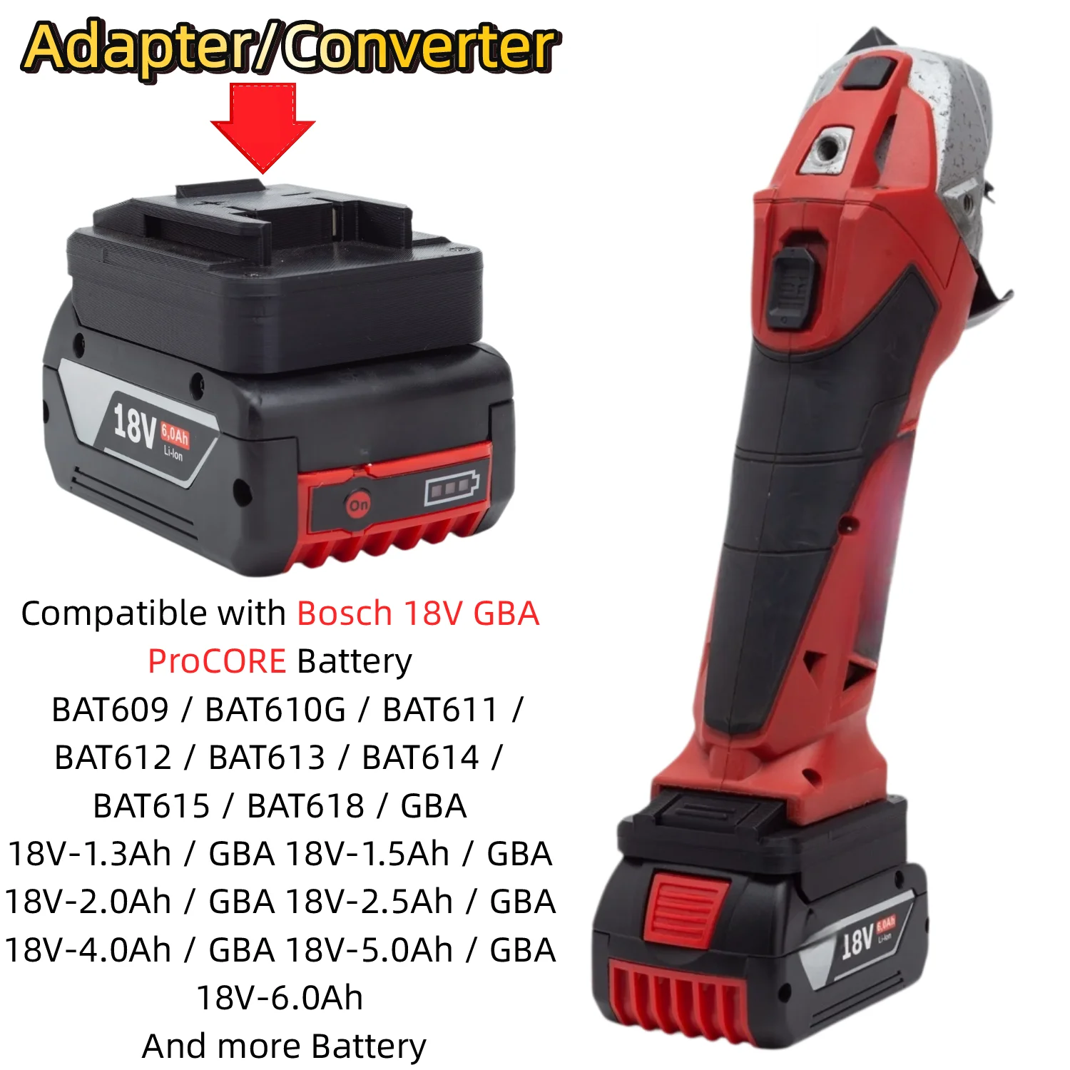 Battery Adapter/Converter for Bosch 18V GBA ProCORE Battery To Ozito PXC 18V Cordless Drill Impact Wrench(Only Adapter)