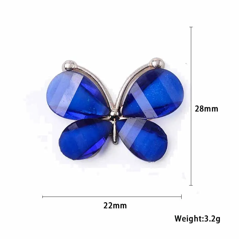 20pcs 2.2*2.8CM Silver Resin Alloy Flatback Butterfly Button For DIY Clothing Applique Metal Wedding Embellishment Jewelry Craft
