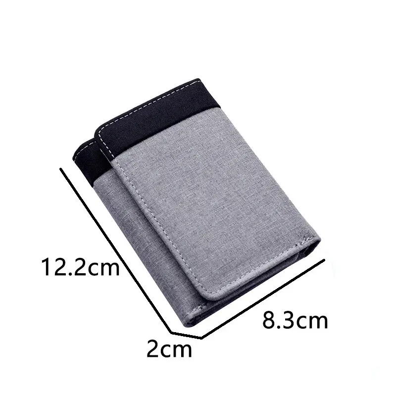 Men Canvas Wallet with ID Photo Holders Card Holder Wallet Case 8 Slots Hasp Male Purse Mini Three-fold Men Wallet