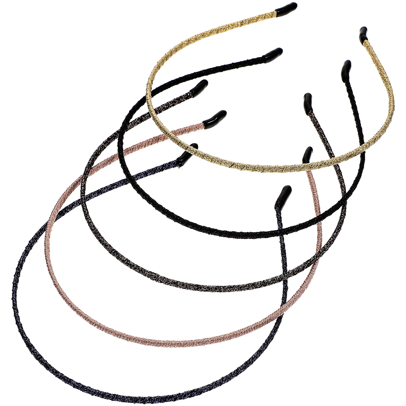 

5pcs Vintage Headbands for Women Thin Cloth Covered Hair Accessories in Gold Beige Pink Black Styling Tools