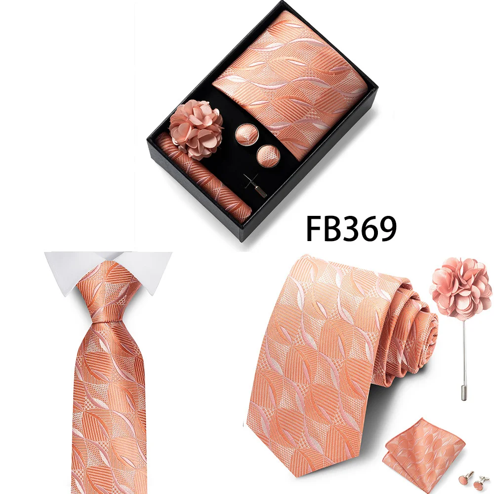 Erstklassige Weihnachtsgeschenkbox mit grauem Aufdruck, Krawatten, Einstecktuch, Manschettenknöpfe, Brosche, Set für Herren, Anzug, Accessoires, passend für die Gruppe – Detail 15