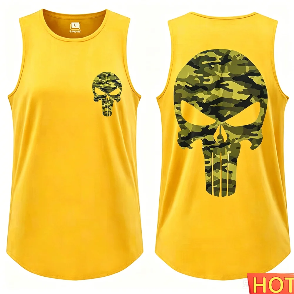 Skull Men's sleeveless T-shirt Casual Sporty men's t-shirts and tank tops Fitness Muscle Fit Gym vest quick-dry y2k fitness vest