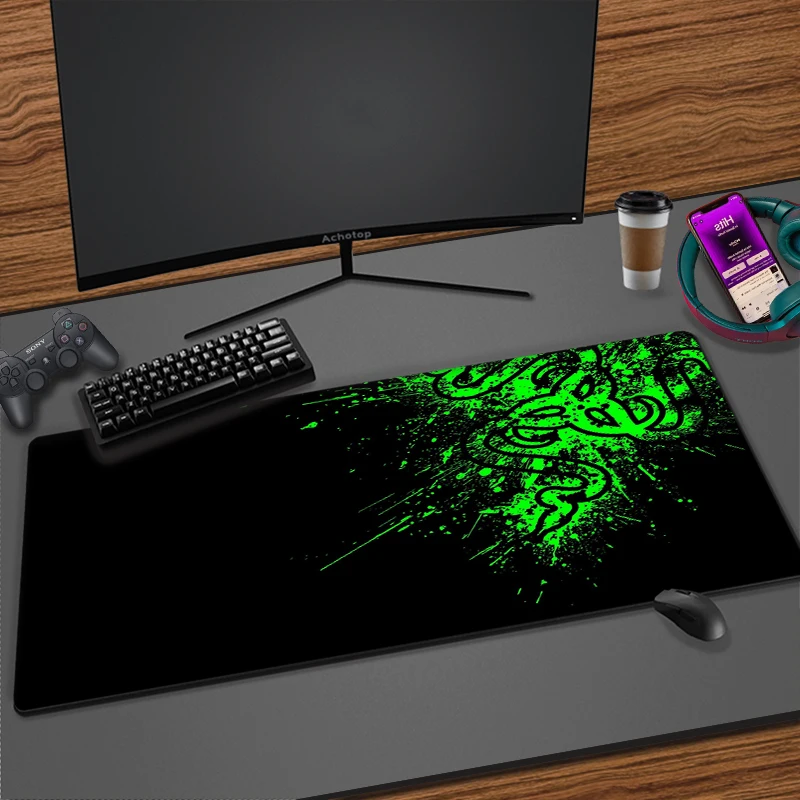 Razer originalidade arte impressão hd xxl mouse pad gamer acessório quente grande bloqueio de computador borda teclado tapete mousepad