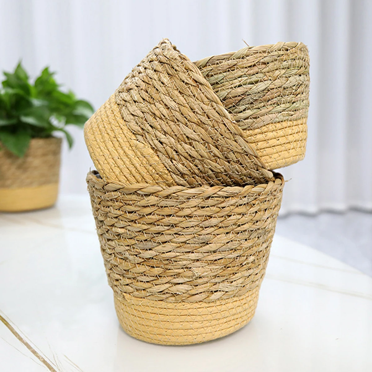 Nordic Creative Orchid Pot Handmade Weaving Vine Grass Weaving Balcony Decorations Flower Pot Garden Plant Accessories