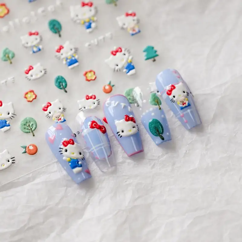 5D エンボス加工 サンリオ サマー ハローキティ ネイルステッカー 漫画サンリオステッカー ネイルデコレーション DIY ハローキティステッカー