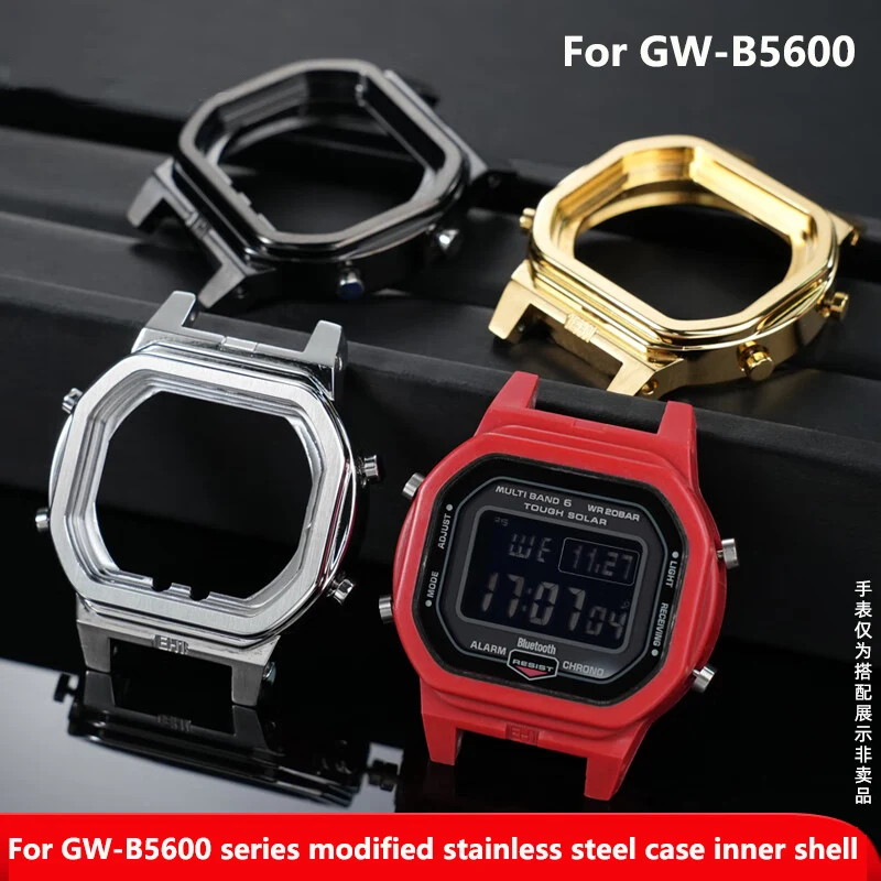 For Casio GW-B5600 watch mod case parts stainless steel inner shell back cover key button Gift mirror waterproof ring send tools