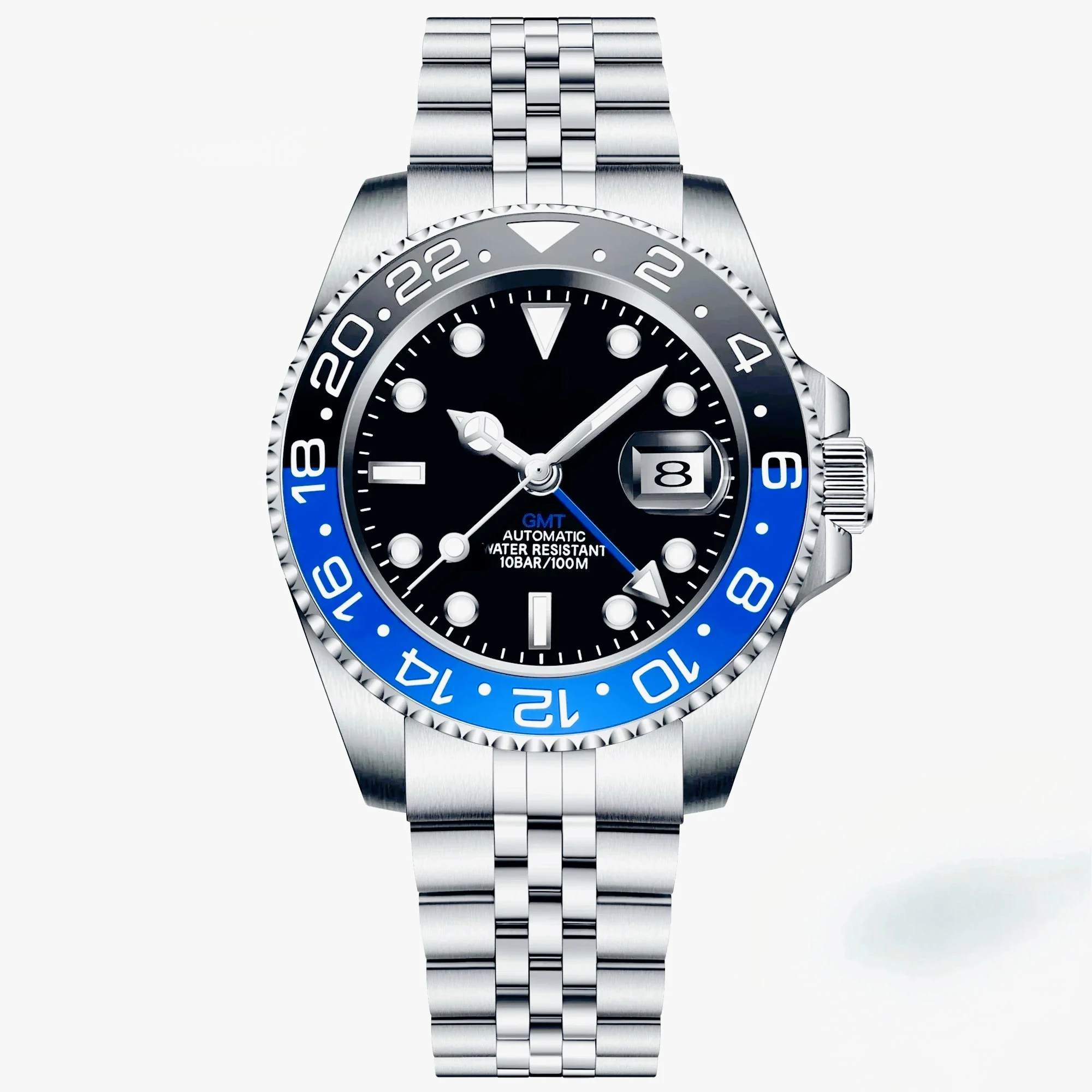 40mm Multifunctional Men GMT Automatic Mechanical Watch 904L Stainless Steel Anti Corrosion Case Black Blue Fashion Glass Design - view 3
