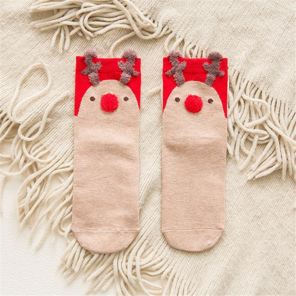 3 Paare/los frauen Casual Winter Weihnachten Socken Deer Fuchs Bär Hund Elch Baumwolle Cartoon Warme Weiche Sokken Weihnachten Geschenk dropship – Detail 13