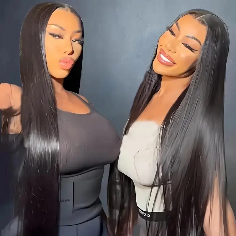 38 Inches Natural Black 13x4 Straight 13x6 HD Lace Front 5x5 Glueless Baby Hair Human Hair Wig Pre-Plucked For Women 150 Density