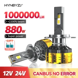 HYNBYZJ 880W H7 LED Headlights Canbus H1 H3 H4 H11 9012 HIR2 H8 H9 9005 9006 9007 HB3 HB4 520000LM 6000K 7585 CSP Chips