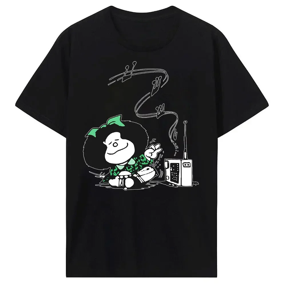 Funny Mafalda Print Women Men T Shirts Pure Cotton Clothes Novelty Short Sleeve Crew Neck Tees T-shirt Y2k Top 100% Cotton Tees