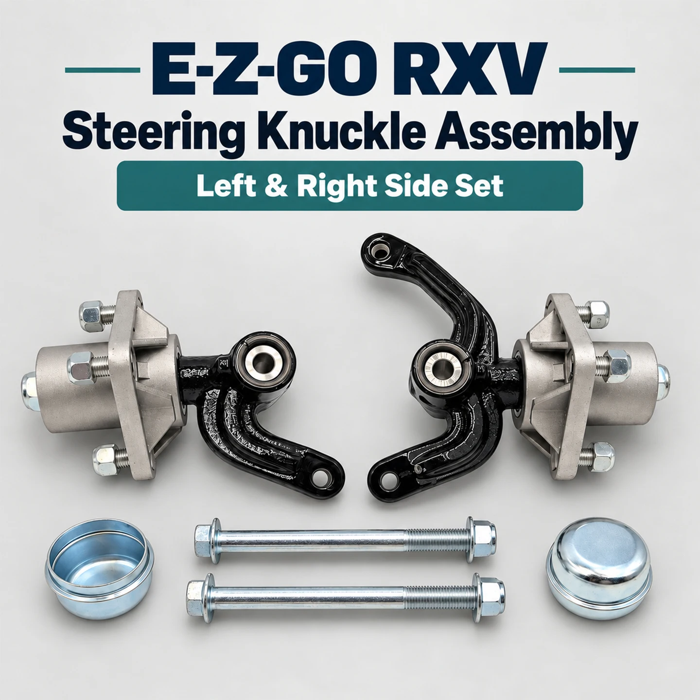 Spindle Assembly Steering Knuckle for EZGO RXV Golf Cart Electric Bus, Full Set OEM#607413 / 611271