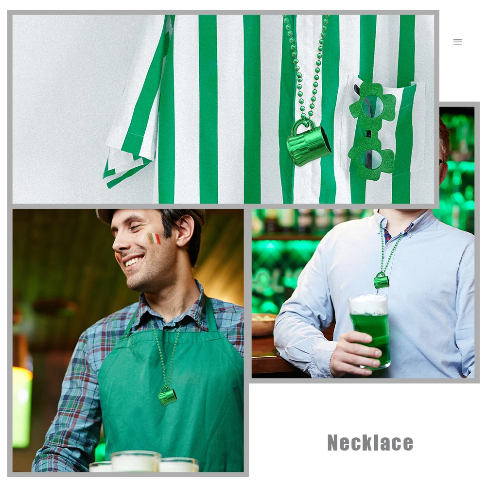 12 قطعة كأس قلادة الأيرلندية عيد القديس باتريك الطرف الديكور الأخضر مطرز القدح قلادة قلادة سانت باتريك مجوهرات هدايا #2