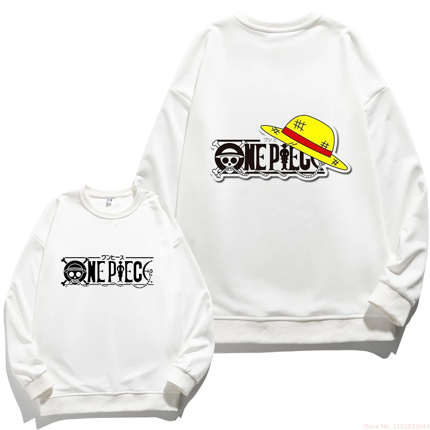 Anime One Piece Luffy Zoro white Sweatshirt Individuality Printed Loose Daily Collocation Leisure Fashion Boy Girl Clothes Gift image 5