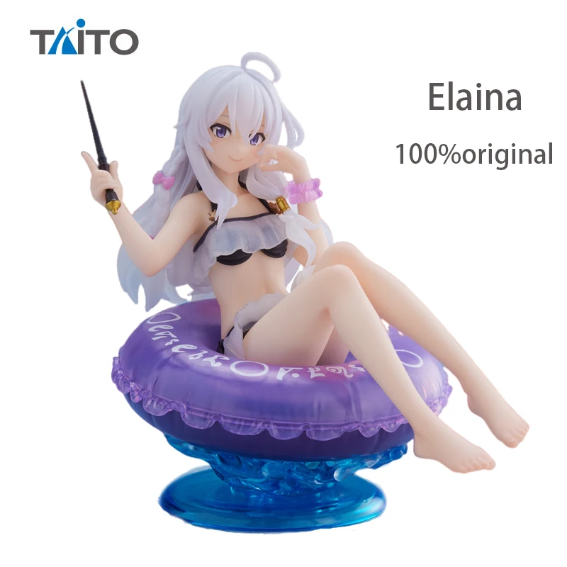 In Stock Original TAITO Witches' Travels Elaina Swimwear 10Cm Pvc Anime Action Figurine Model Toys for Boys Gift