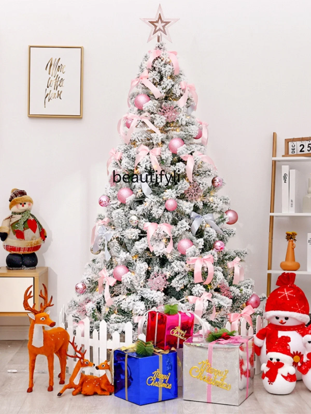 Christmas White Flocking Christmas Tree Package Home Window Decoration