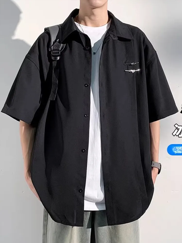 

Мужская верхняя одежда свободного кроя ort Sve irt Bla Oversize, модная молодежная летняя дышащая повседневная верхняя одежда Five-Quarter Sve