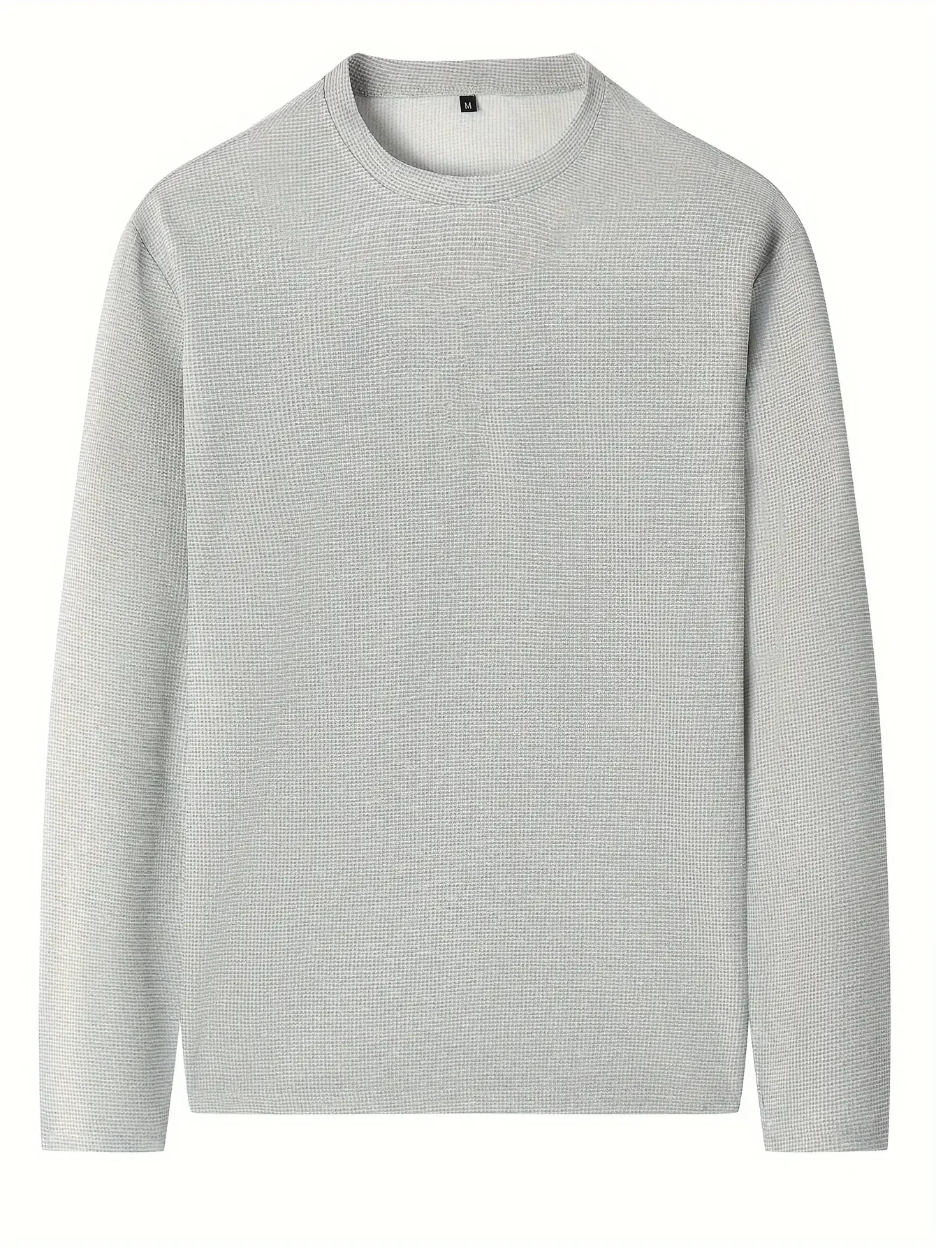 بدلة كاجوال منقوشة بلون سادة مكونة من قطعتين للرجال بأكمام طويلة ورقبة دائرية وأكمام طويلة بلوفر بلون سادة