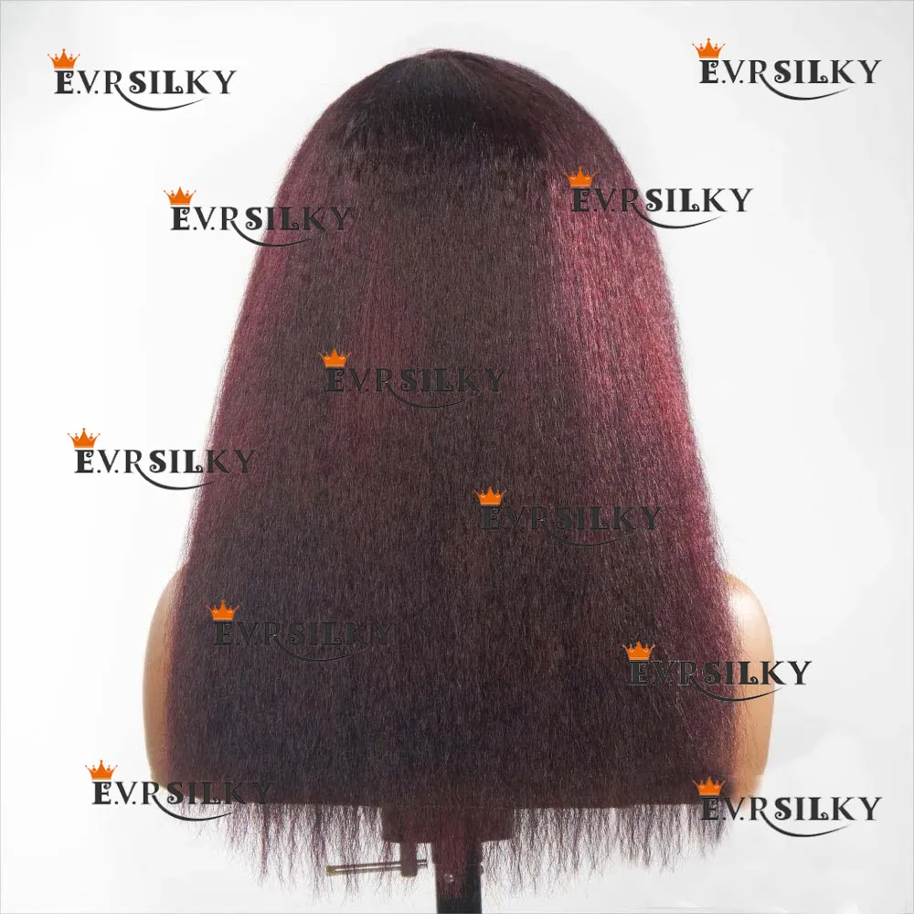 Women's Fuchsia Wig kinky Straight Hair Fashion Comfortable glueless wig Women 100% Human Hair HD Full lace Human Hair wig