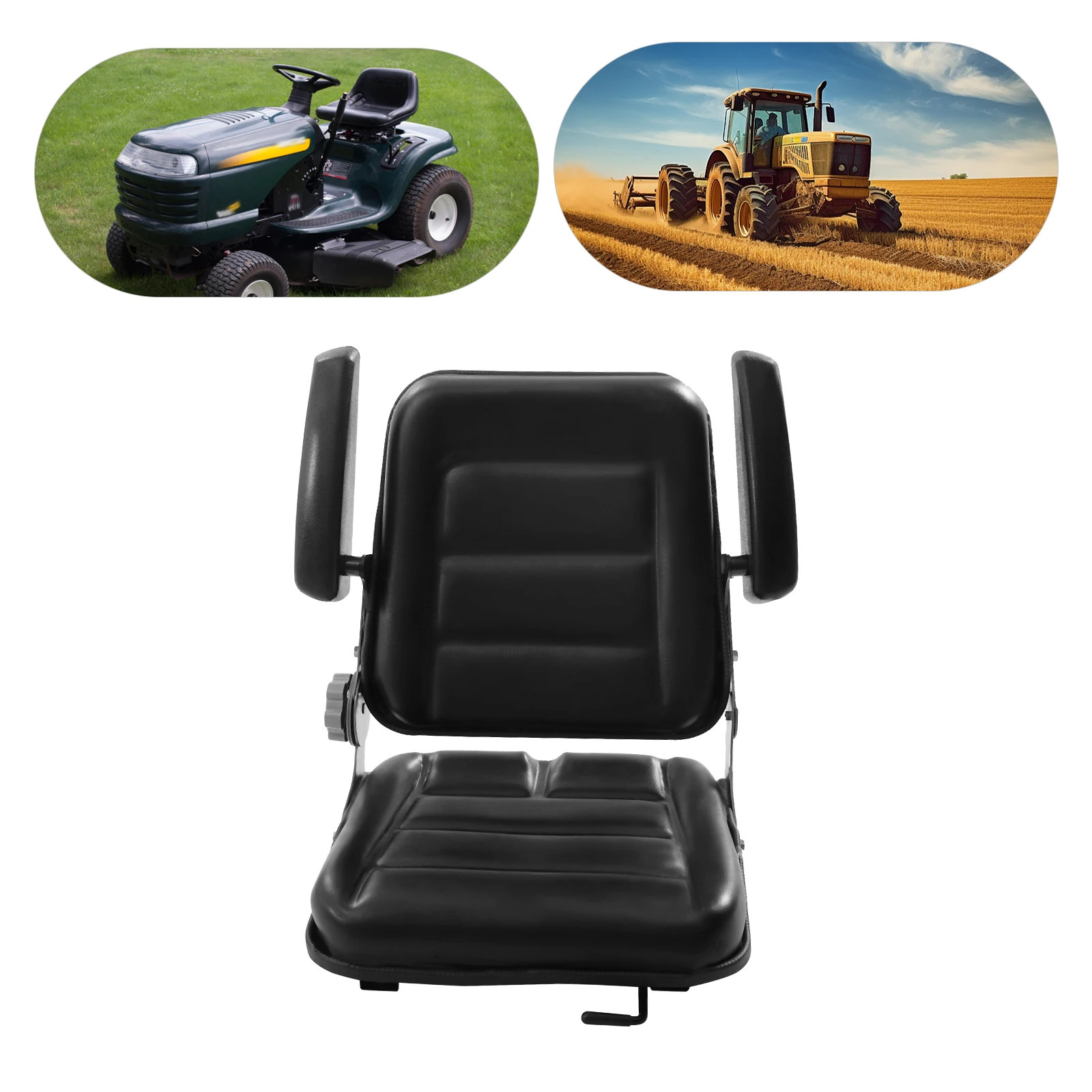 Assento de empilhadeira de substituição, assento de suspensão para trator de jardim com encosto ajustável, assento universal preto para cortador de grama