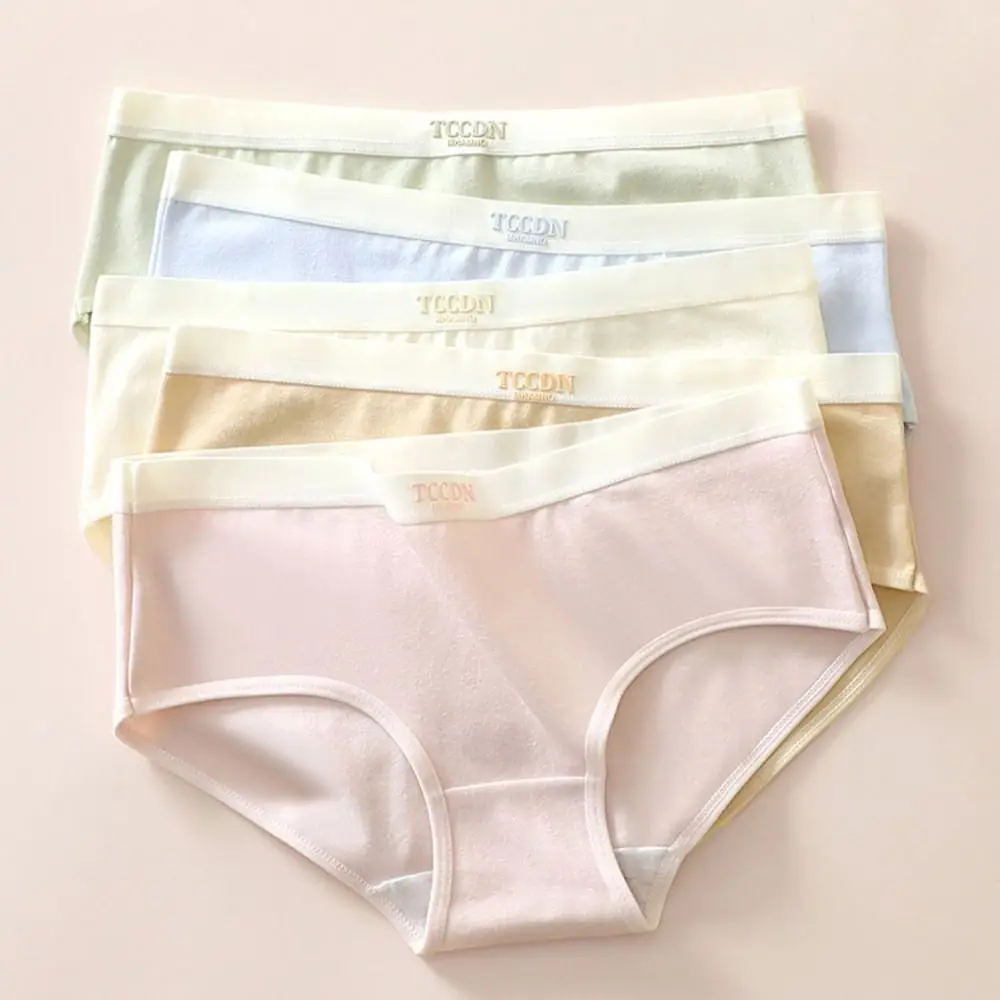 

5PCS Comfortable Thin Mid Waist Panties Underwear Cotton Crotch Simple Solid Briefs Lingerie Women's Underpants Girl