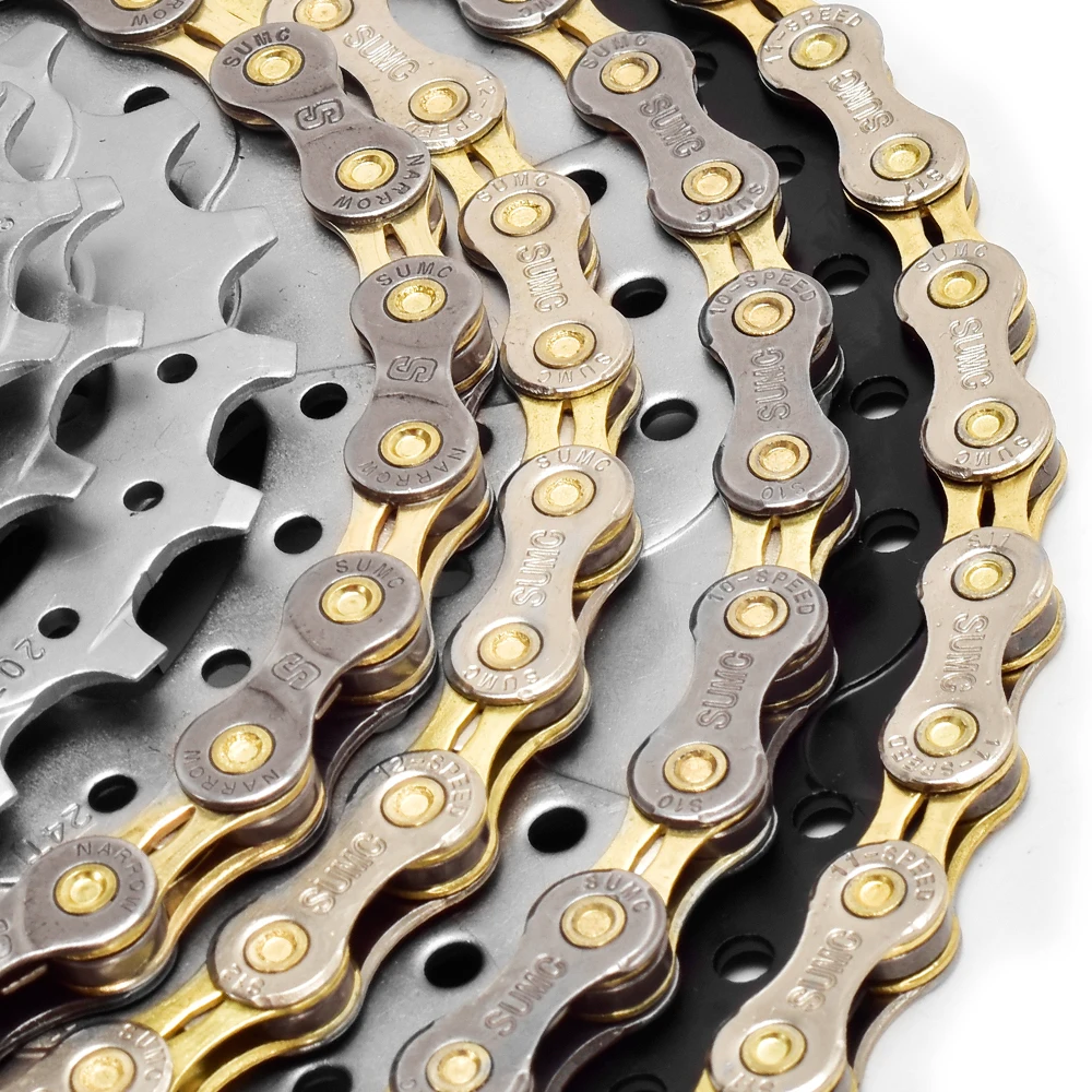 SUMC Bicycle Chains 8 9 10 11 12 Speed 116 Link MTB Road Bike Chains 8V 9V 10V 11V 12V Half Hollow for SHIMANO SRAM Campagnolo