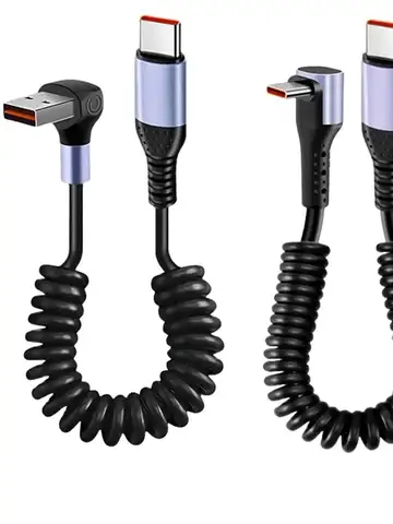 66W 100W Type C TO Type C Cable For iPhone 15 Huawei Xiaomi Samsung Car Spring Cable 6A Short Fast Charging USB C Cable