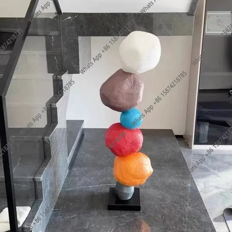 A65 Modern Simple Abstract Cartoon Colored Stone Sculpture Stairwell Living Room Entrance Window Floor Decoration Ornament
