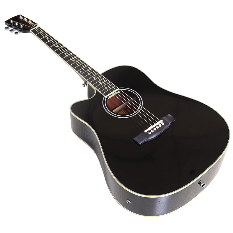 Left Hand Acoustic Guiatr 6 String 41 Inch Laminated Spruce Top Sapele Body High Glossy Folk Guitar with EQ Black&Brown