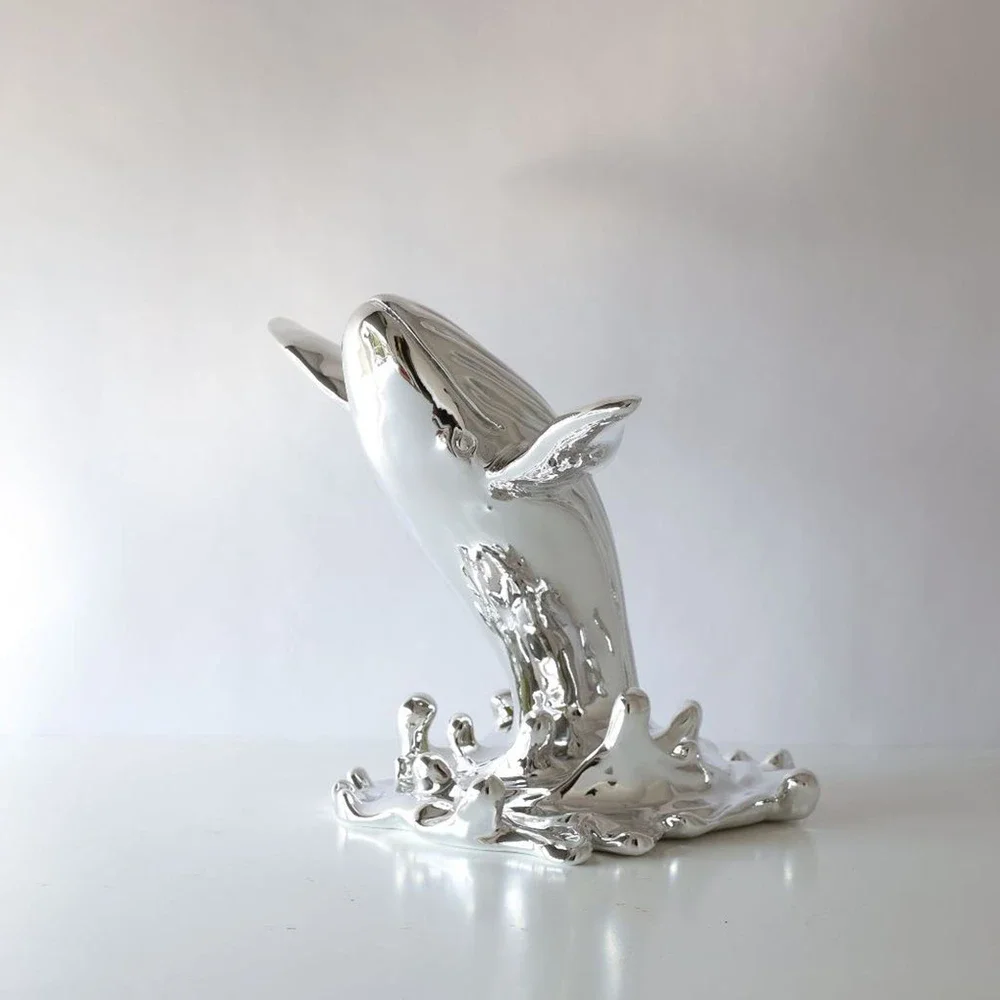 Creative Modern Resin Jumping Whale Ornament Living Room Dining Room Coffee Table TV Cabinet-Soft Home Decor Villa Hotel