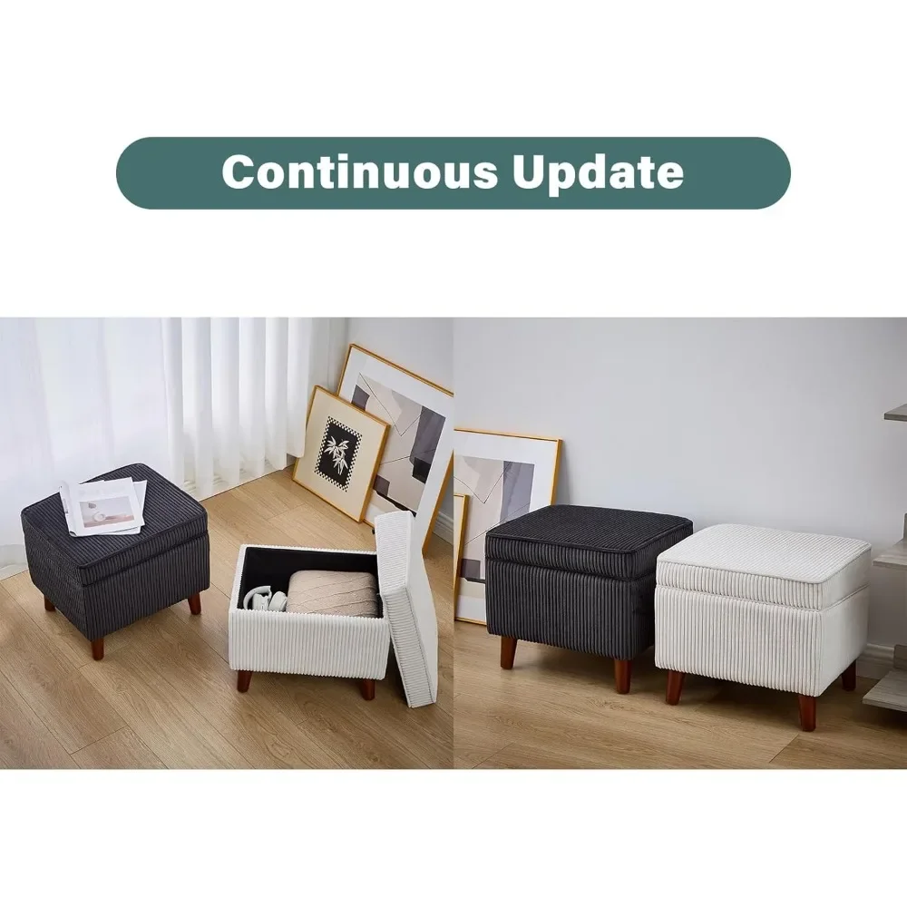 Storage with Adjustable Lid, Soft Step Stool, Footrest and Seat, Foot Rest for Living Room, Bedroom, Dorm