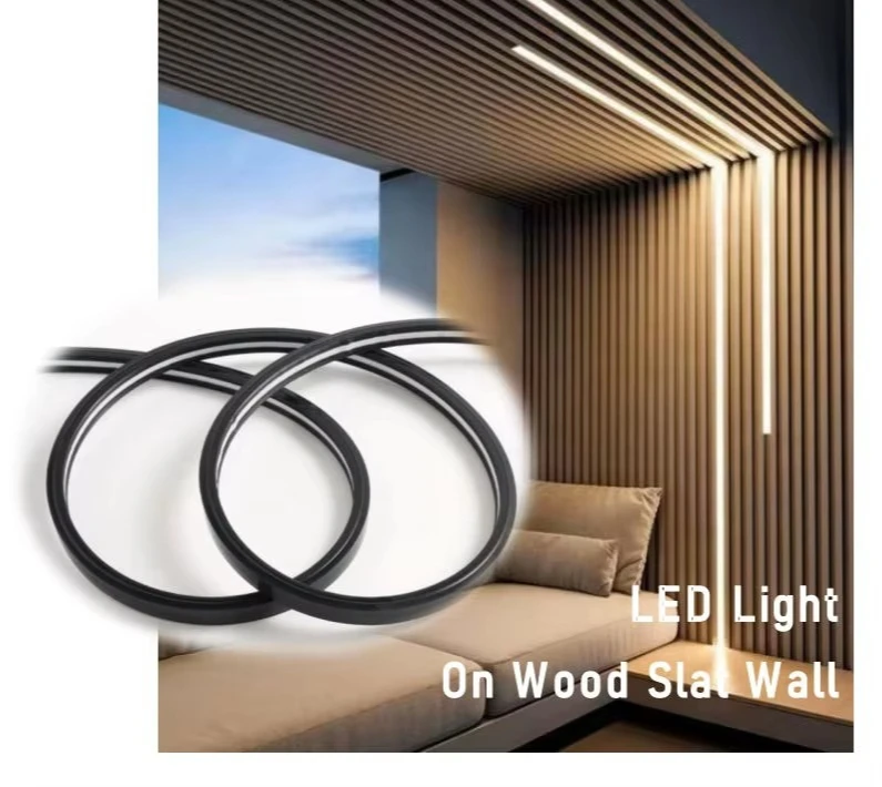 Acoustical Linear Wood Panel LED Slatted Wall Panels Lighting Black Led Light for Slat Wall Panels and Wooden Wall Light