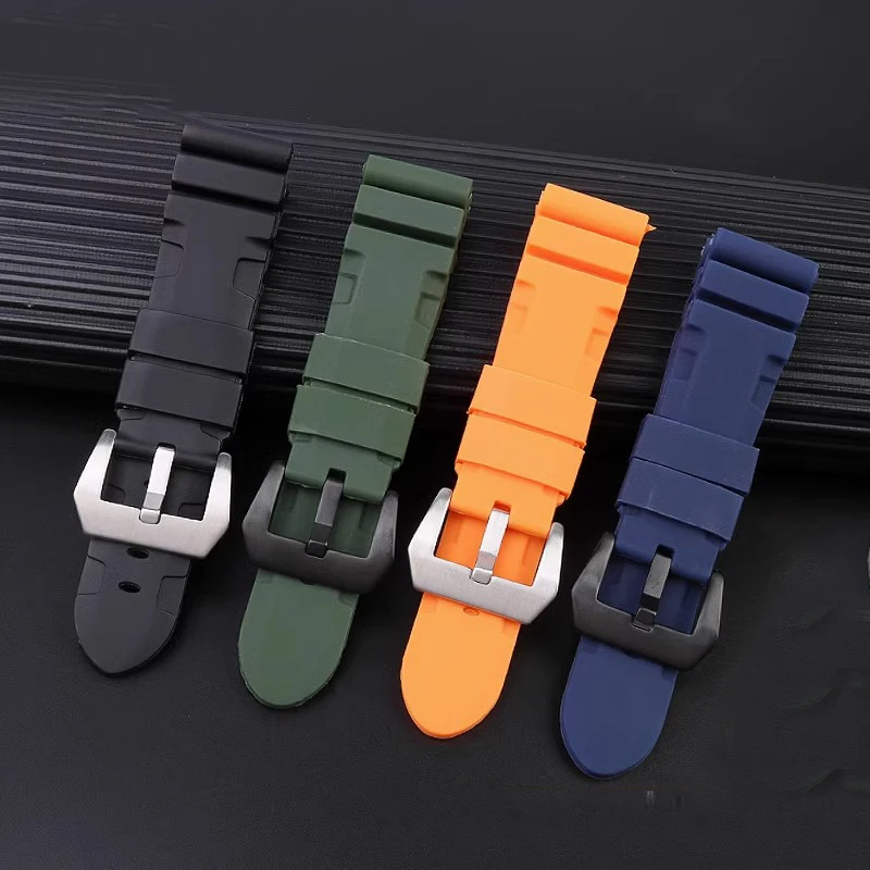 Watch Band For Panerai SUBMERSIBLE PAM 111 441 616 Soft Silicone Rubber Men Watch Strap Watch Accessories Bracelet 22mm 24mm